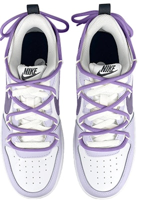 【定制球鞋】 Nike Court Borough Low 2 解構 兔子布貼 舒適百搭 低幫 板鞋 GS 白紫 Shop 【定制球鞋】 Nike Court Borough Low 2 解構 兔子布貼 舒適百搭 低幫 板鞋 GS 白紫