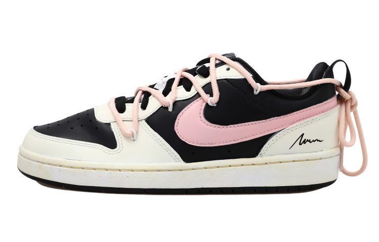 Buy 【定製球鞋】Nike Court Borough Low 2 老化 粉墨 解構風 反轉 復古 低筒 板鞋 GS 黑白粉