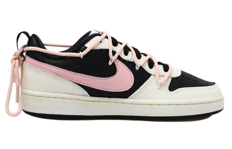 Order 【定製球鞋】Nike Court Borough Low 2 老化 粉墨 解構風 反轉 復古 低筒 板鞋 GS 黑白粉