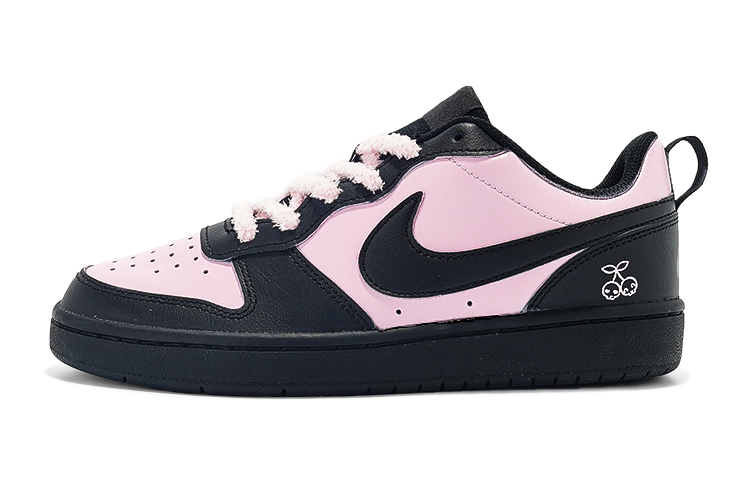 Buy 【定制球鞋】 Nike Court Borough Low 2 莓刻 毛絨粉黑 甜酷風 休閒 低幫 板鞋 GS 黑粉