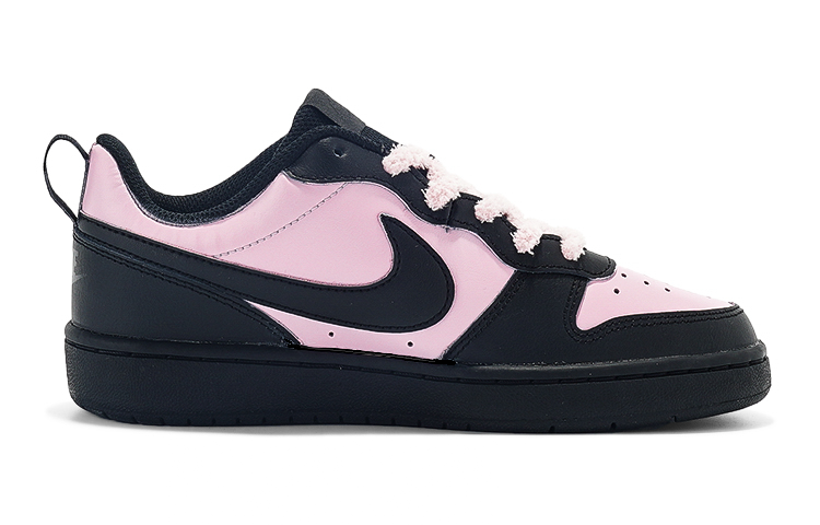 Order 【定制球鞋】 Nike Court Borough Low 2 莓刻 毛絨粉黑 甜酷風 休閒 低幫 板鞋 GS 黑粉