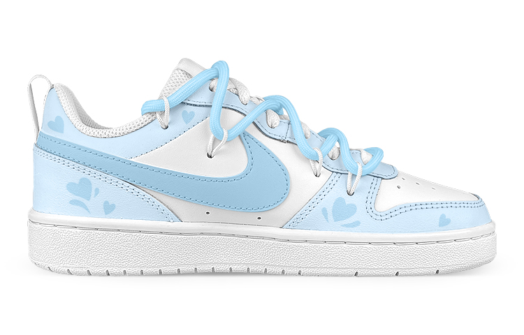 Order 【訂製球鞋】Nike Court Borough Low 2 禮盒 襪子 愛心 剪影 解構 低筒 板鞋 GS 白藍
