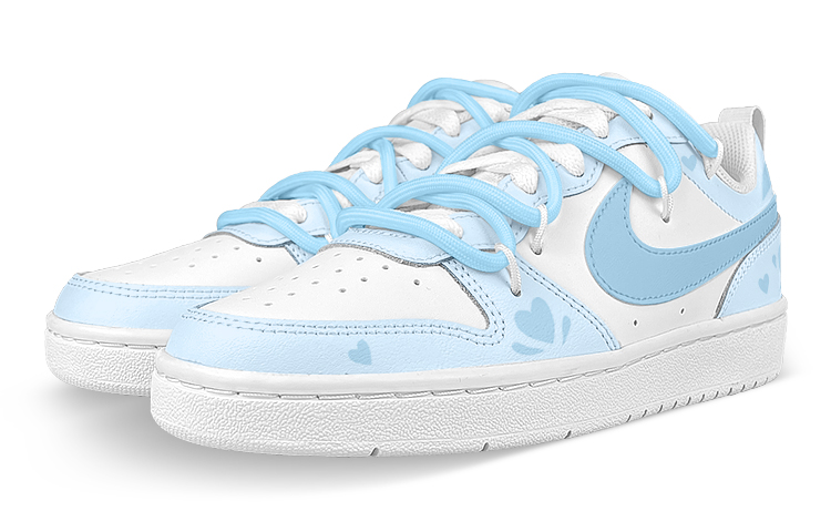 Lookbook 【訂製球鞋】Nike Court Borough Low 2 禮盒 襪子 愛心 剪影 解構 低筒 板鞋 GS 白藍