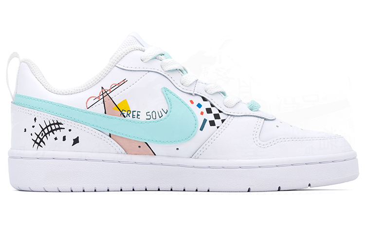 Order 나이키 코트 보로우 로우 2 '그래피티 애니 화이트-블루' (커스텀) BQ5448-100(Team肆-卡通涂鸦T)