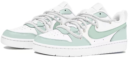 【訂製球鞋】Nike Court Borough Low 2 高級小眾 綠豆奶凍 學院風 解構綁帶 低筒 板鞋 GS 青灰 Lookbook 【訂製球鞋】Nike Court Borough Low 2 高級小眾 綠豆奶凍 學院風 解構綁帶 低筒 板鞋 GS 青灰