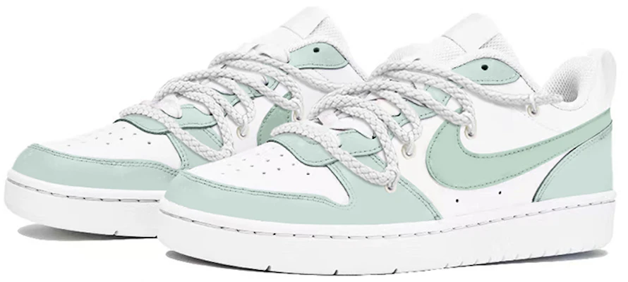 【訂製球鞋】Nike Court Borough Low 2 高級小眾 綠豆奶凍 學院風 解構綁帶 低筒 板鞋 GS 青灰 Lookbook 【訂製球鞋】Nike Court Borough Low 2 高級小眾 綠豆奶凍 學院風 解構綁帶 低筒 板鞋 GS 青灰