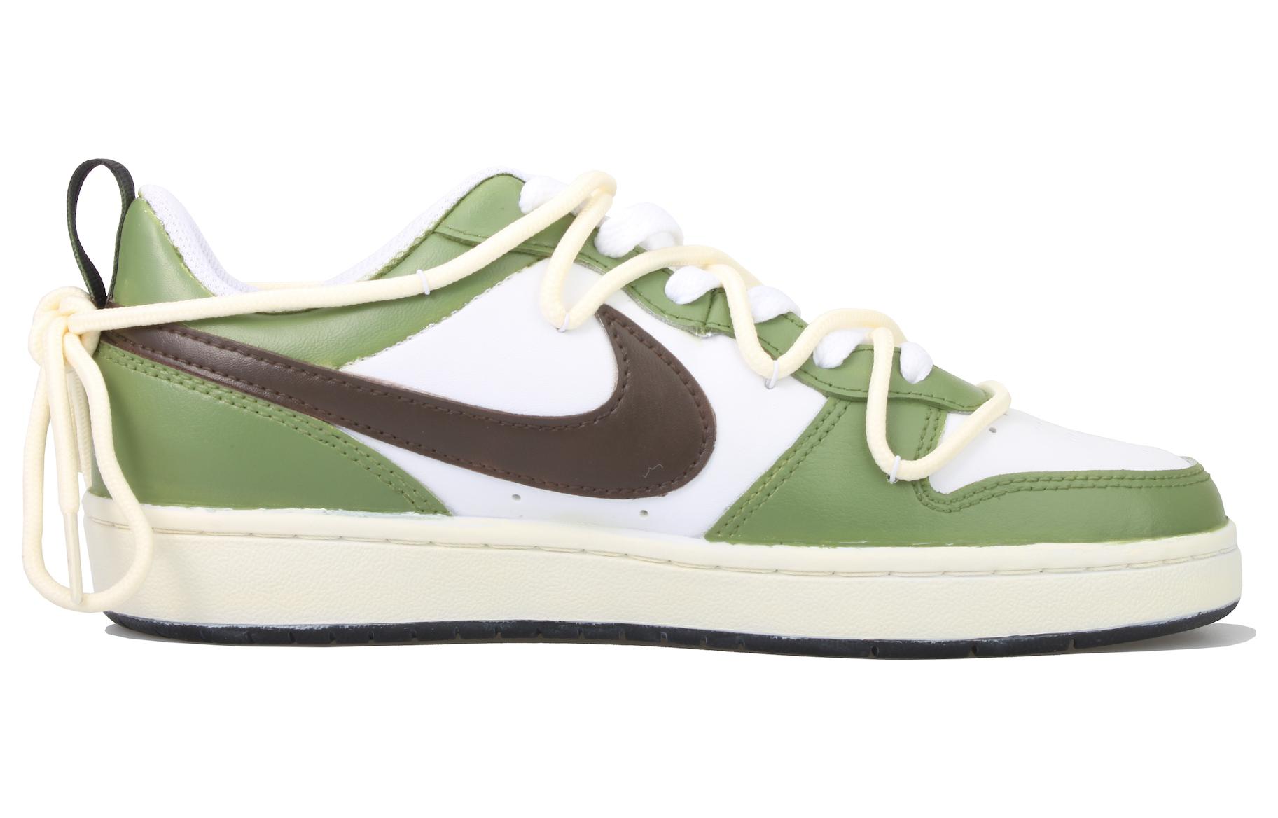 Order [Kasut Custom] Nike Court Borough Low 2 'Hijau Putih Coklat Tanpa Foto' BQ5448-104(Team33-禁止拍摄-女款-绿白棕）