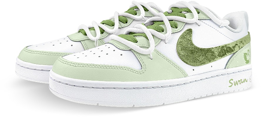 【訂製球鞋】Nike Court Borough Low2 極簡風華 禮盒版 解構鞋帶 低筒 板鞋 GS 綠白 Lookbook 【訂製球鞋】Nike Court Borough Low2 極簡風華 禮盒版 解構鞋帶 低筒 板鞋 GS 綠白