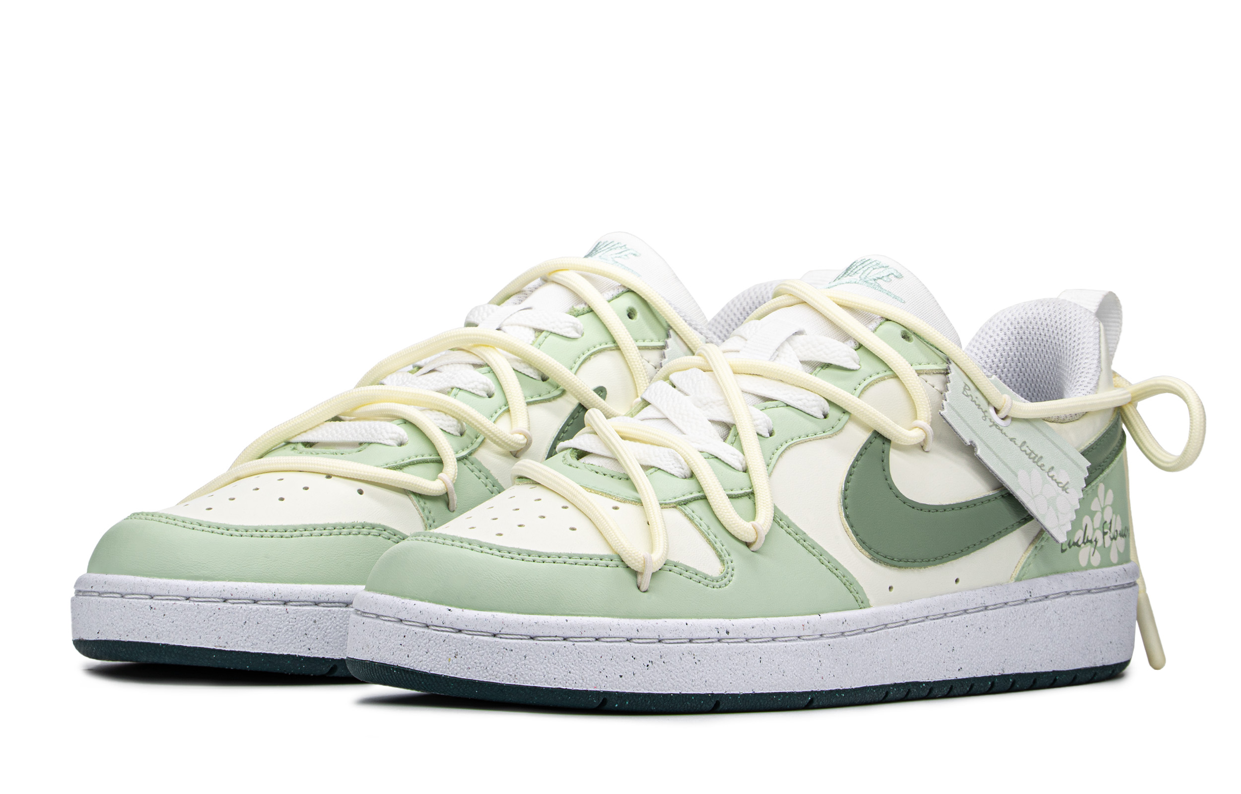 Shop [Custom Sepatu] Nike Court Borough Low 2 'Hijau Putih' DV5456-102(TeamA-幸运草S-BOX)