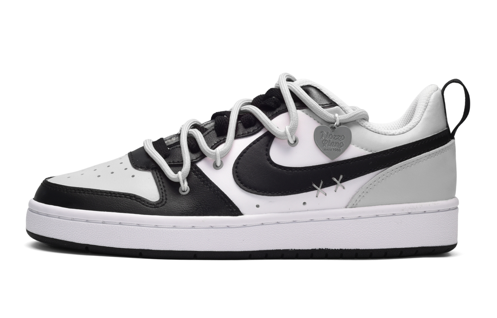 Buy 【訂製球鞋】Nike Court Borough Low 2 灰色戀歌 縫線 愛心 低筒 板鞋 GS 黑白灰
