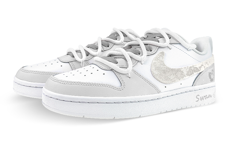 Lookbook 【カスタムシューズ】ナイキ コートバーロウ ロー 2 'グレーホワイトベルベット' BQ5448-100(Team76-GS天鹅绒灰白)