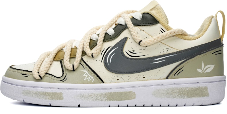 【定製球鞋】Nike Court Borough Low 2 茶色 手繪潑墨 特殊鞋盒 休閒 低幫 板鞋 GS 綠棕 Buy 【定製球鞋】Nike Court Borough Low 2 茶色 手繪潑墨 特殊鞋盒 休閒 低幫 板鞋 GS 綠棕