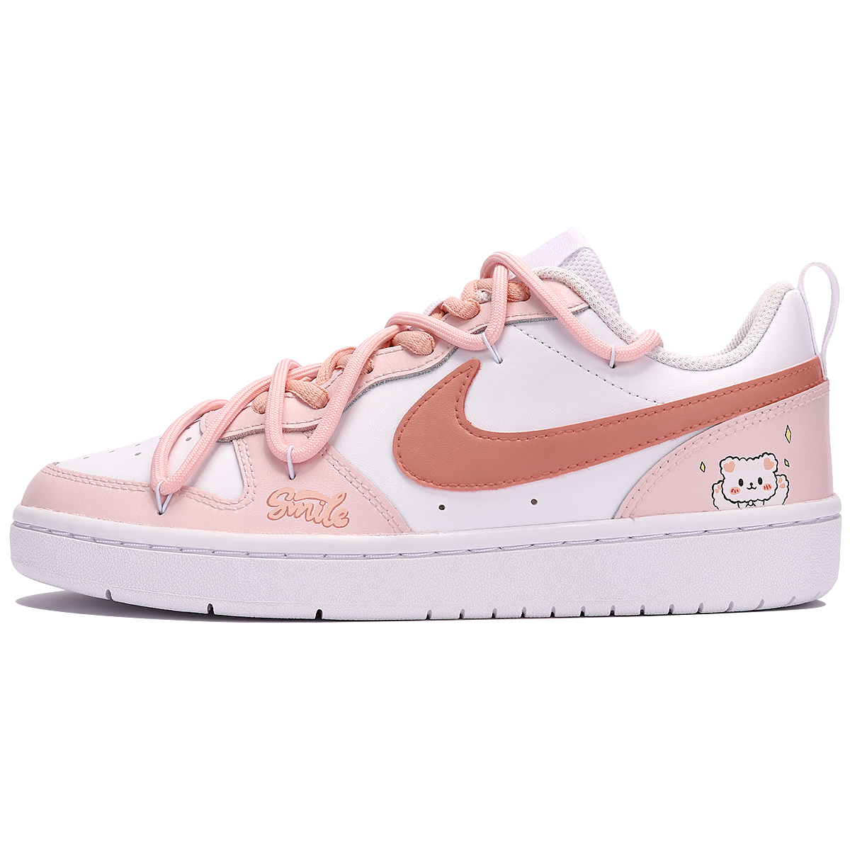Buy [Kasut Custom] Nike Court Borough Low 2 'Happy Bear Pink Putih' BQ5448-100(TeamThree-快乐小熊SBOX)