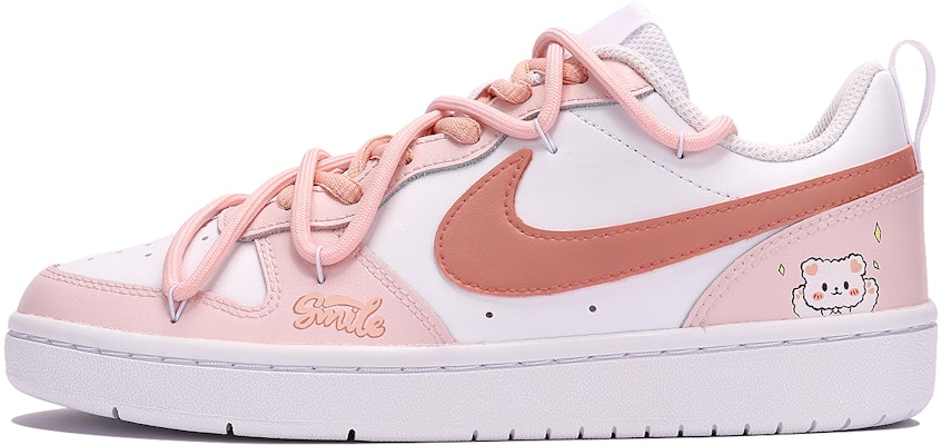 【定制球鞋】 Nike Court Borough Low 2 快樂小熊可愛 少女 休閒 百搭 低幫 板鞋 GS 粉白 Buy 【定制球鞋】 Nike Court Borough Low 2 快樂小熊可愛 少女 休閒 百搭 低幫 板鞋 GS 粉白