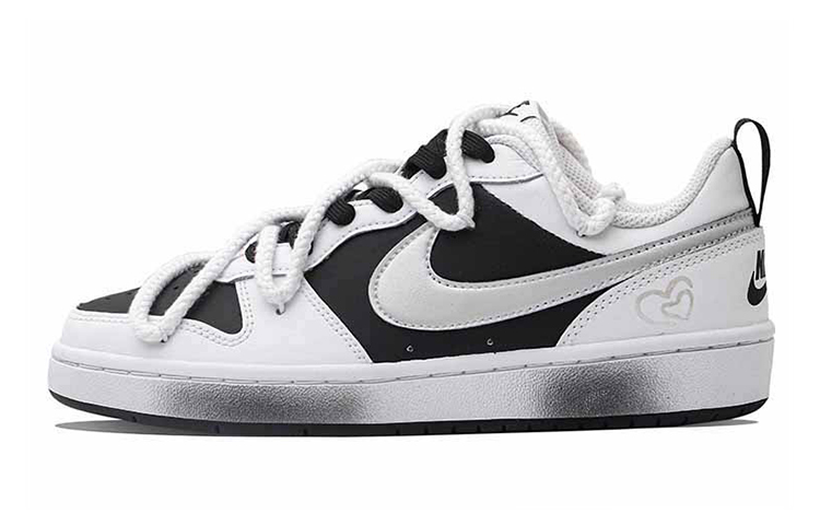 Buy [Nike Sepatu Custom] Nike Court Borough Low 2 'Heart Fragment Hitam Putih' BQ5448-104(Team34-爱心碎片)