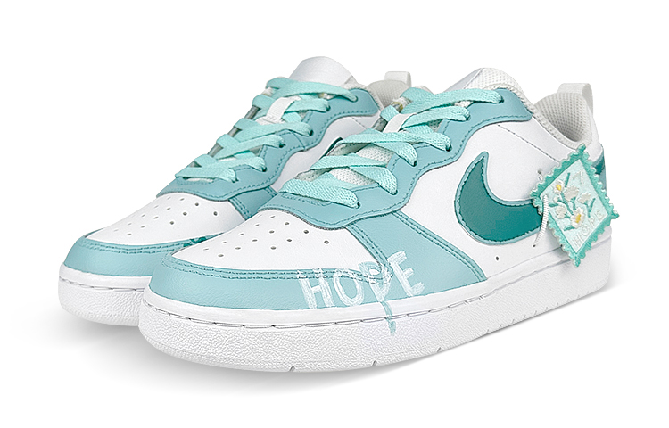 Lookbook 나이키 코트 보로우 로우 2 '희망 화이트 그린' (커스텀) BQ5448-100(Team47-女款hope)
