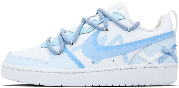 【訂製球鞋】Nike Court Borough Low 2 冰藍慕斯 清冷 溫柔 簡約 百搭 低筒 板鞋 GS 白藍 Buy 【訂製球鞋】Nike Court Borough Low 2 冰藍慕斯 清冷 溫柔 簡約 百搭 低筒 板鞋 GS 白藍