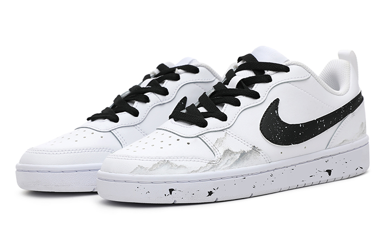 Lookbook [Zapatos Personalizados] Nike Court Borough Low 2 'Graffiti Pintura en Tinta' BQ5448-100(Team15-水墨画)