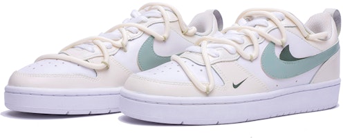 【特製球鞋】 Nike Court Borough Low 2 茉莉奶綠 清爽少女 變形綁帶 低筒 板鞋 GS 奶綠色 Lookbook 【特製球鞋】 Nike Court Borough Low 2 茉莉奶綠 清爽少女 變形綁帶 低筒 板鞋 GS 奶綠色