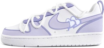 【定制球鞋】 Nike Court Borough Low 2 一箭傾心 白紫 愛心 玫瑰 解構鞋帶 禮盒 低幫 板鞋 GS 薰衣草紫 Order 【定制球鞋】 Nike Court Borough Low 2 一箭傾心 白紫 愛心 玫瑰 解構鞋帶 禮盒 低幫 板鞋 GS 薰衣草紫