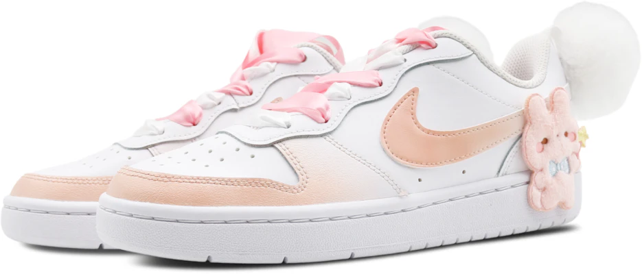 【客製球鞋】 Nike Court Borough Low 2 幸運萌兔 雙鞋帶 絨兔尾 低筒 板鞋 GS 白粉 Lookbook 【客製球鞋】 Nike Court Borough Low 2 幸運萌兔 雙鞋帶 絨兔尾 低筒 板鞋 GS 白粉