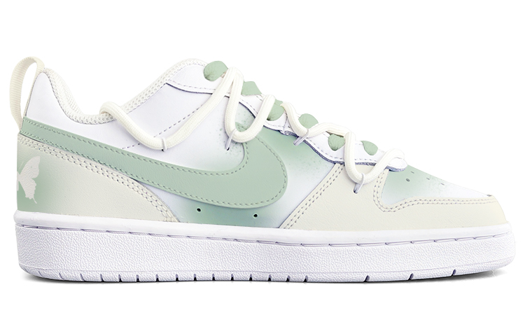 Lookbook 【定制球鞋】Nike Court Borough Low2 蝴蝶 晕染 手繪 解構鞋帶 禮盒 低筒 板鞋 GS 抹茶綠