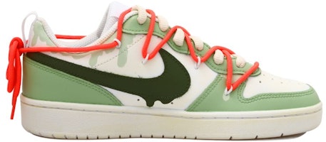 【定製籃球鞋】Nike Court Borough Low 2 解構 抹茶 樹葉 溶解 做舊 厚底 低筒 板鞋 GS 白綠 Order 【定製籃球鞋】Nike Court Borough Low 2 解構 抹茶 樹葉 溶解 做舊 厚底 低筒 板鞋 GS 白綠