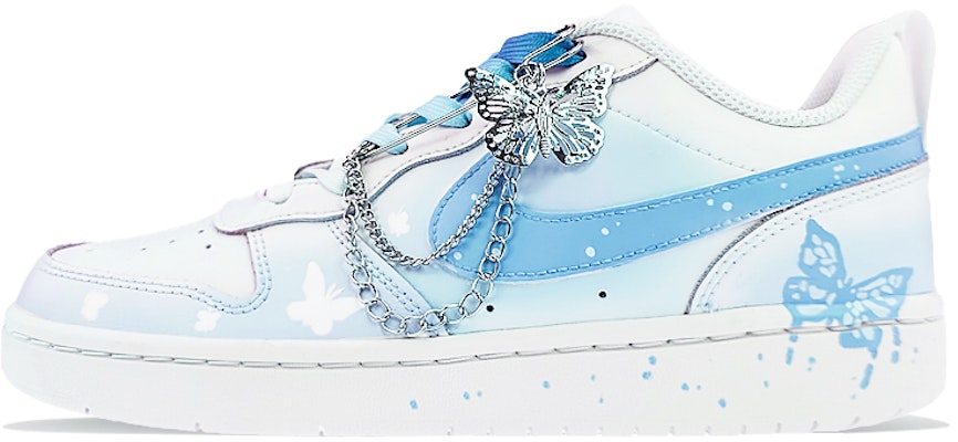 【訂製球鞋】 Nike Court Borough Low 2 極簡主義 夢蝶 漸變 防滑耐磨 低筒 板鞋 GS 藍 Buy 【訂製球鞋】 Nike Court Borough Low 2 極簡主義 夢蝶 漸變 防滑耐磨 低筒 板鞋 GS 藍