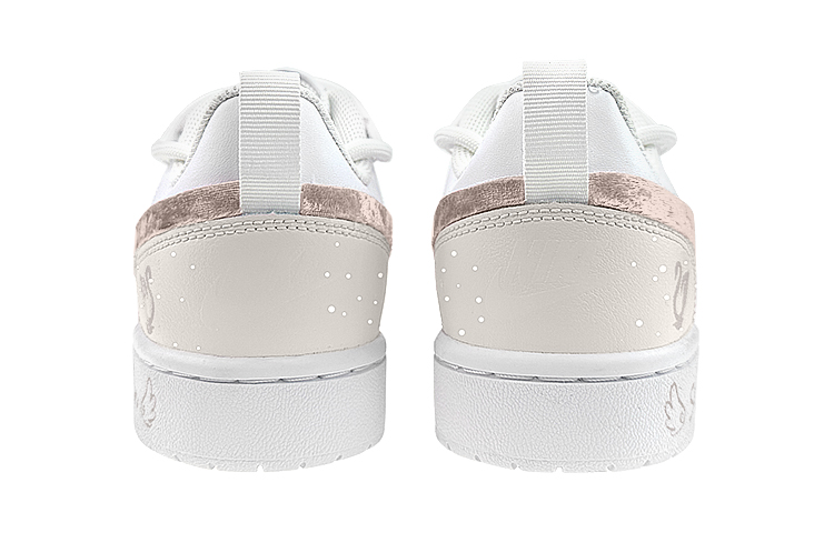 Shop 【訂製球鞋】 Nike Court Borough Low2 極簡風格 天鵝絨系列 解構鞋帶 低筒 板鞋 GS 白金