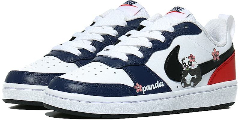 【訂製球鞋】Nike Court Borough Low 2 熊貓小紅花 萌寵出擊 休閒 黑曜石 防滑耐磨 低筒 板鞋 GS 白藍紅 Lookbook 【訂製球鞋】Nike Court Borough Low 2 熊貓小紅花 萌寵出擊 休閒 黑曜石 防滑耐磨 低筒 板鞋 GS 白藍紅