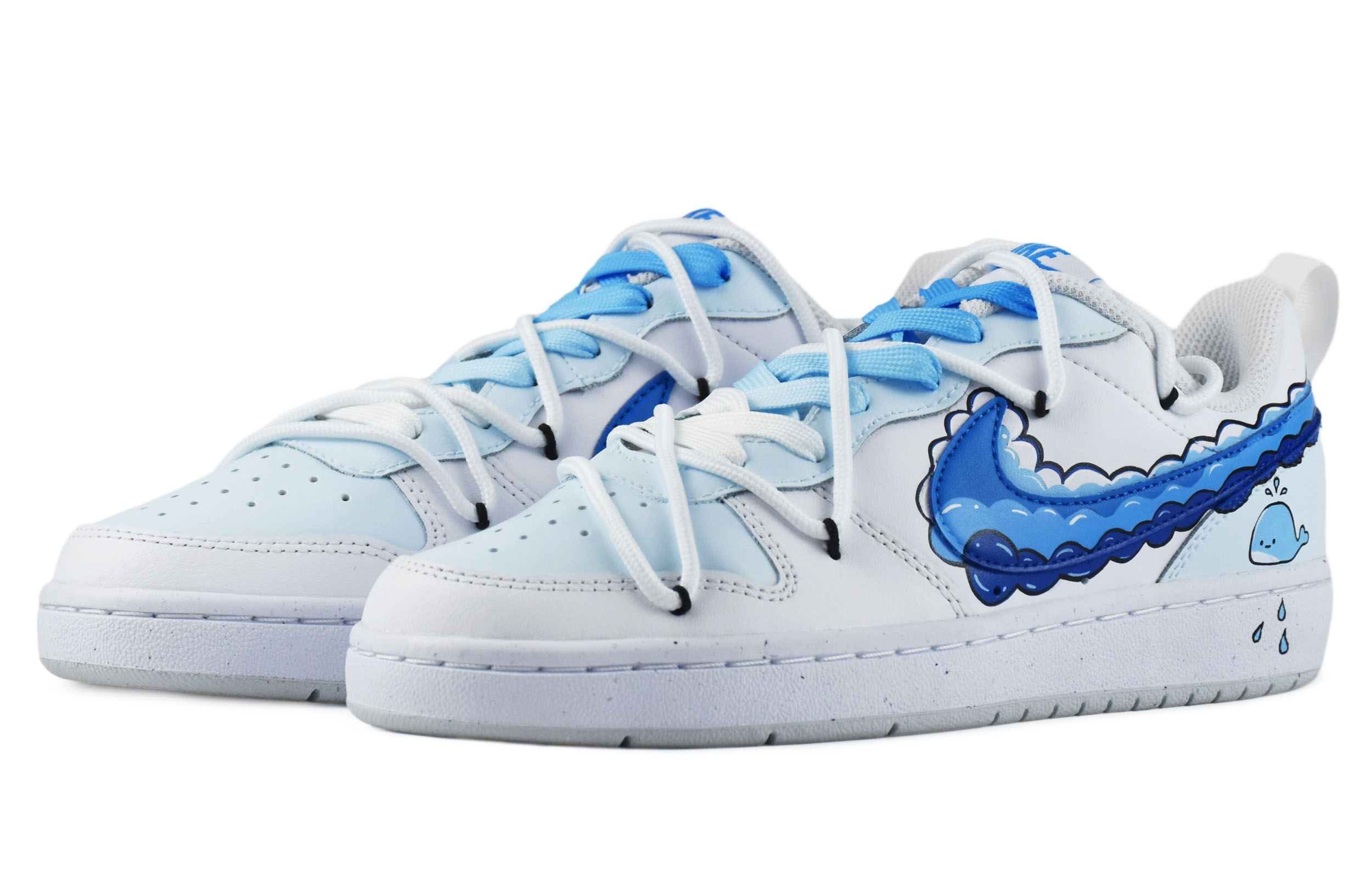 Lookbook 【定制鞋款】耐克Court Borough Low 2“海洋蓝鲸” BQ5448-100(TeamD-GS款海洋蓝鲸)