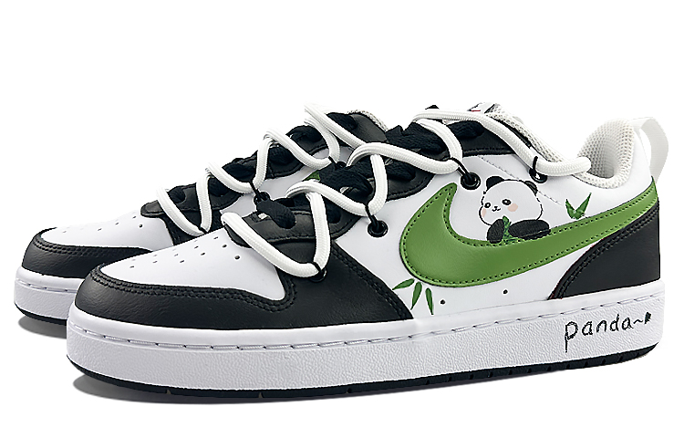 Lookbook [定制鞋] 耐克 Court Borough Low 2 '熊猫绿竹' DO7446-101(Team40-GS绿竹熊猫黑白绿)