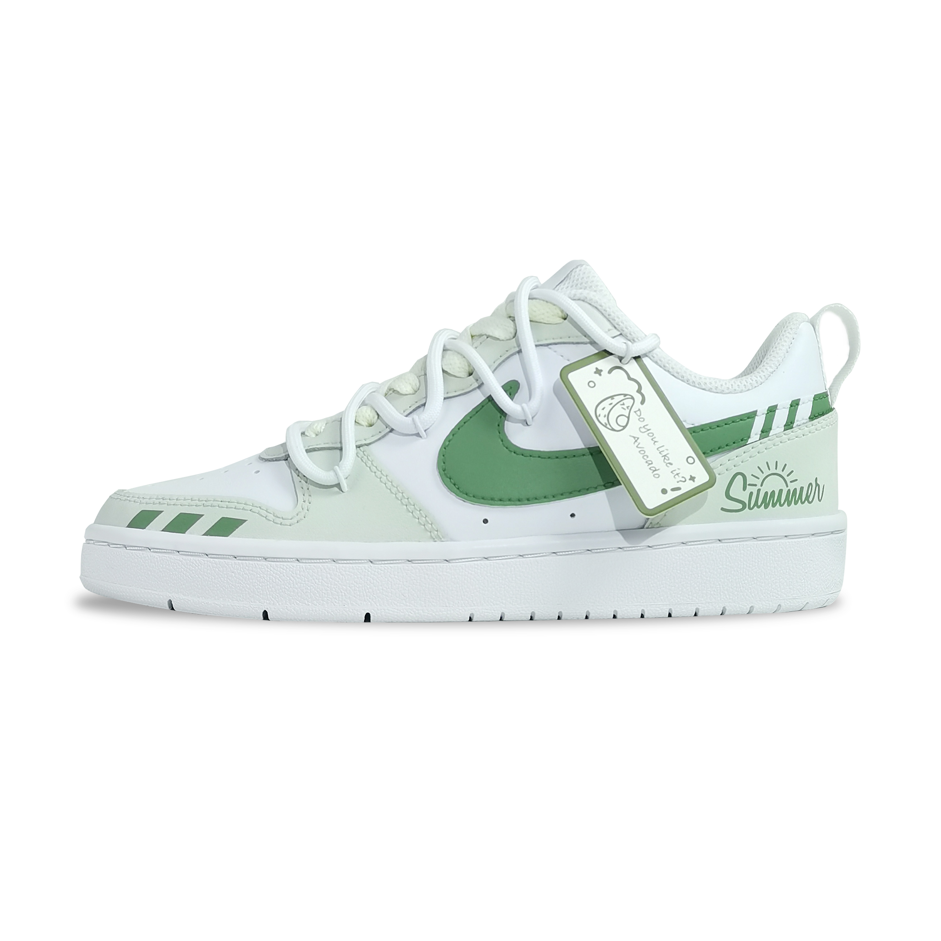 [Custom Shoes] Nike Court Borough Low 2 'Parallel Lines - White Green Dopamine Deconstructed'