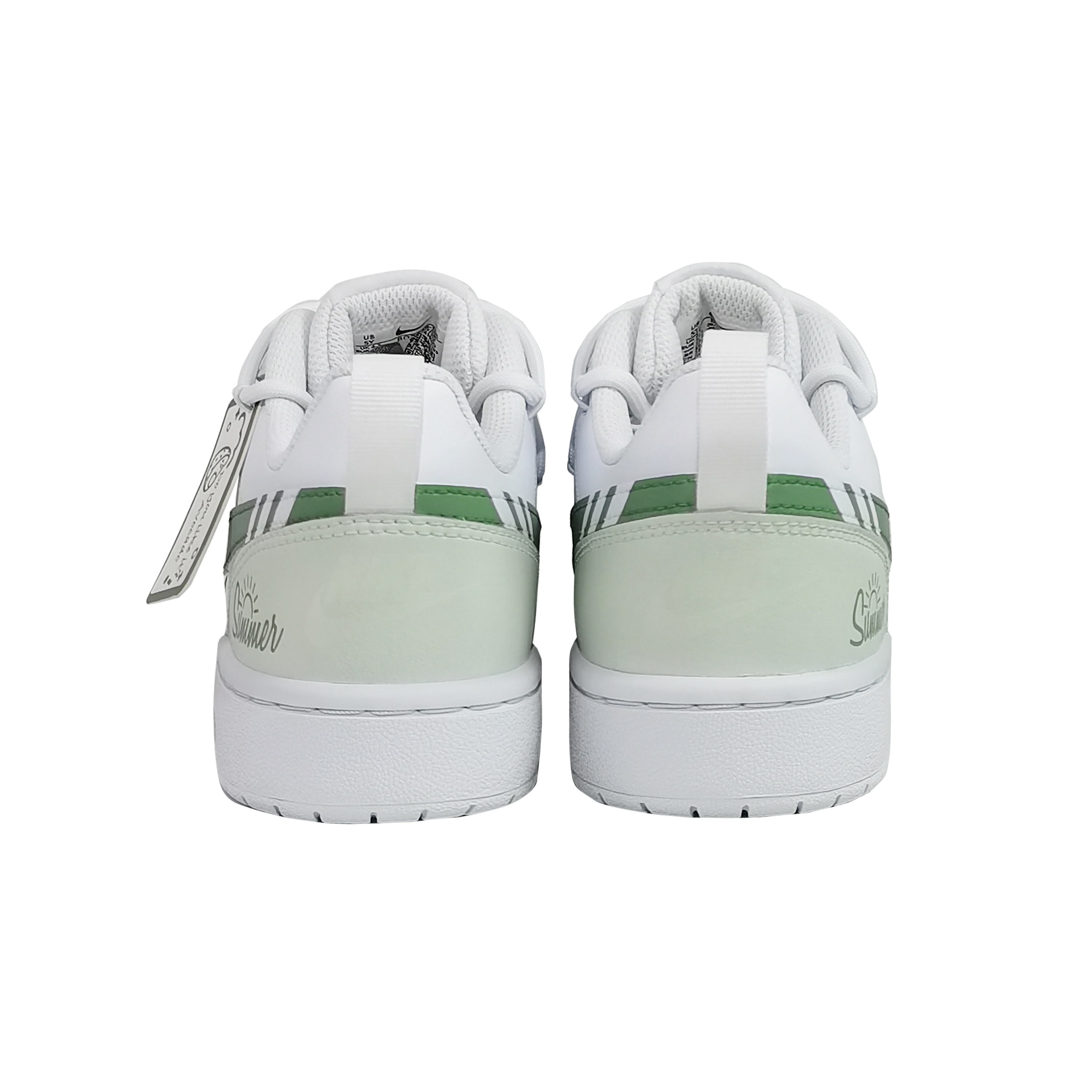 Purchase [定制鞋] 耐克Court Borough Low 2 '平行线-白绿多巴胺解构' BQ5448-100(TeamEight-女款GS平行线绿)