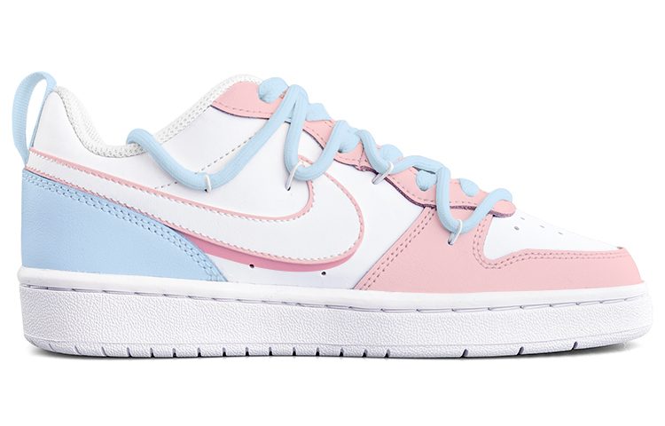 Order [定制鞋款] 耐克Court Borough Low 2 '粉蓝双钩解构鞋带' BQ5448-100(Team13-蜜桃绵冰)