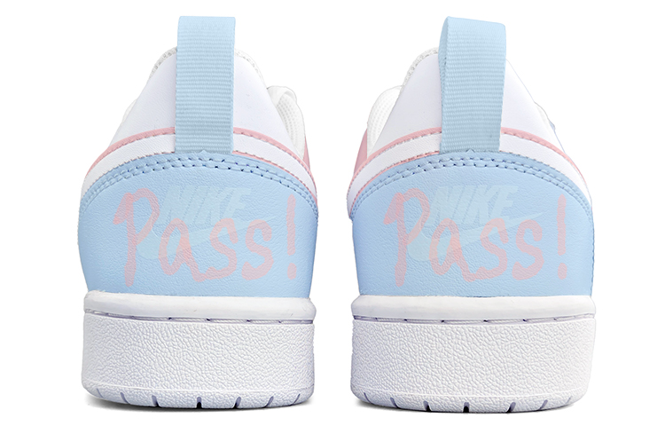 Shop [定制鞋款] 耐克Court Borough Low 2 '粉蓝双钩解构鞋带' BQ5448-100(Team13-蜜桃绵冰)