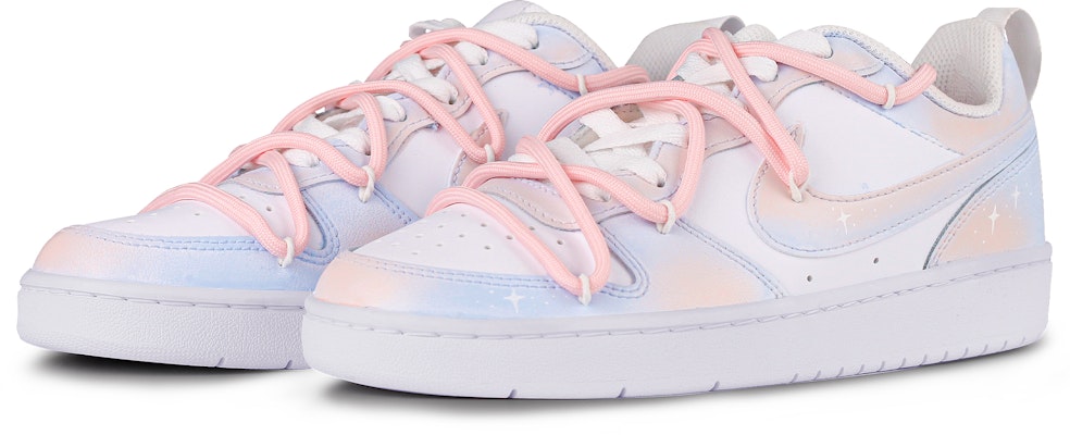 【訂製球鞋】 Nike Court Borough Low 2 可愛的少女 星星小白鞋 解構鞋帶 低筒 板鞋 GS 粉藍色 Lookbook 【訂製球鞋】 Nike Court Borough Low 2 可愛的少女 星星小白鞋 解構鞋帶 低筒 板鞋 GS 粉藍色