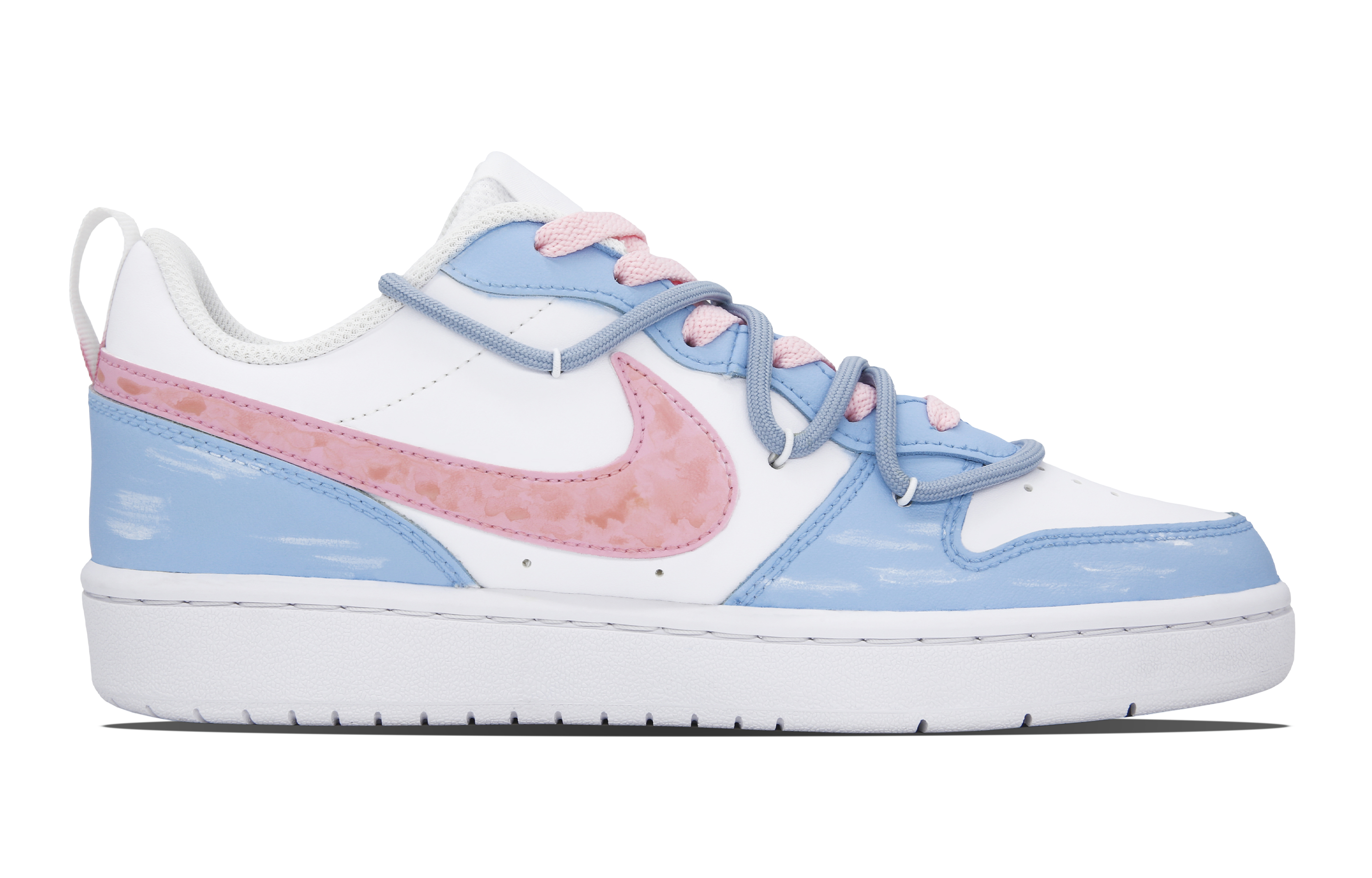 Lookbook [Zapatillas Personalizadas] Nike Court Borough Low 2 'Latido Rosa Azul' BQ5448-100(Team7-心动轨迹手提袋版)