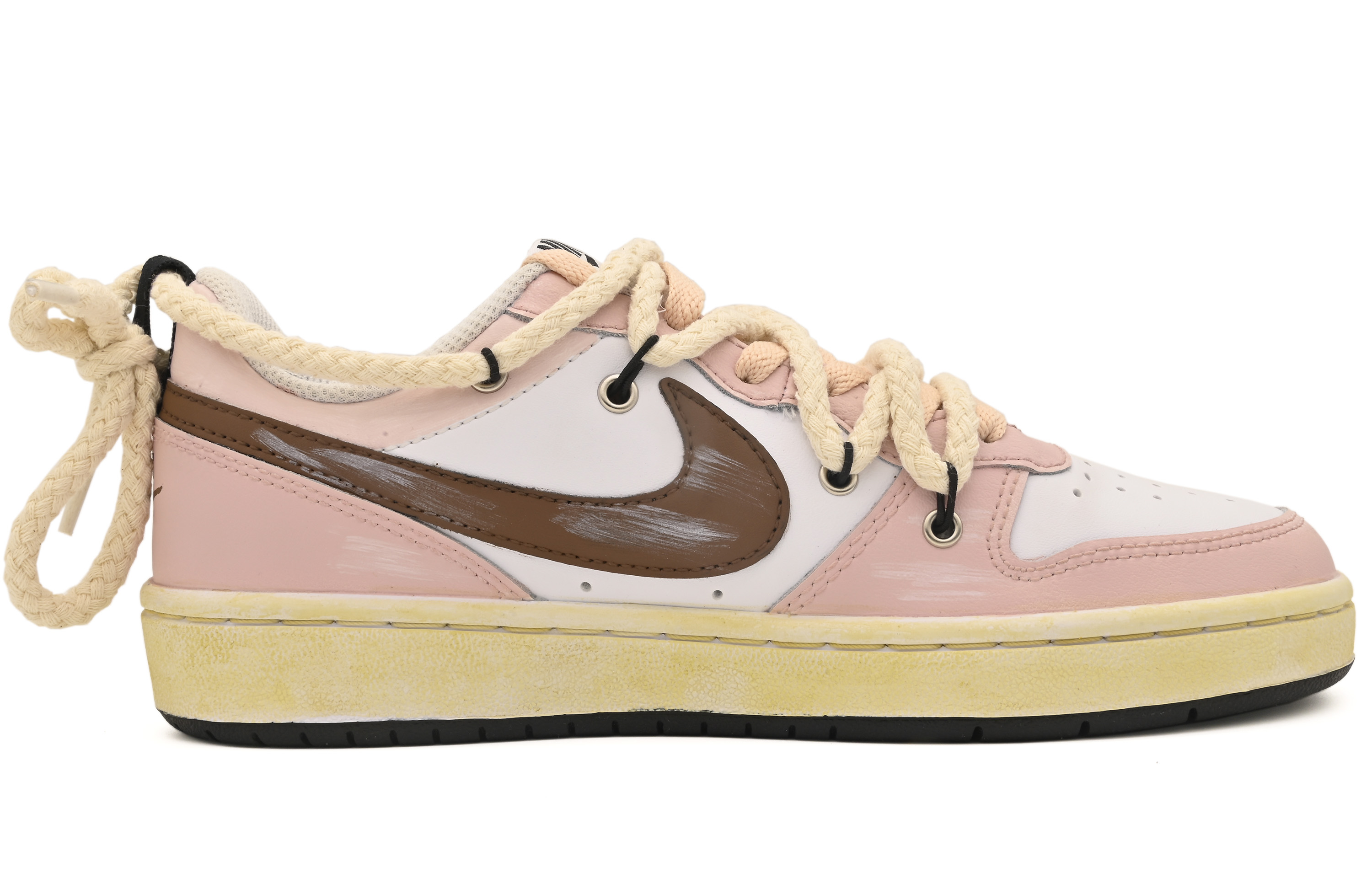 Order [定制鞋] 耐克Court Borough Low 2 粉巧克力配色 BQ5448-104(Team77-粉色甜心)