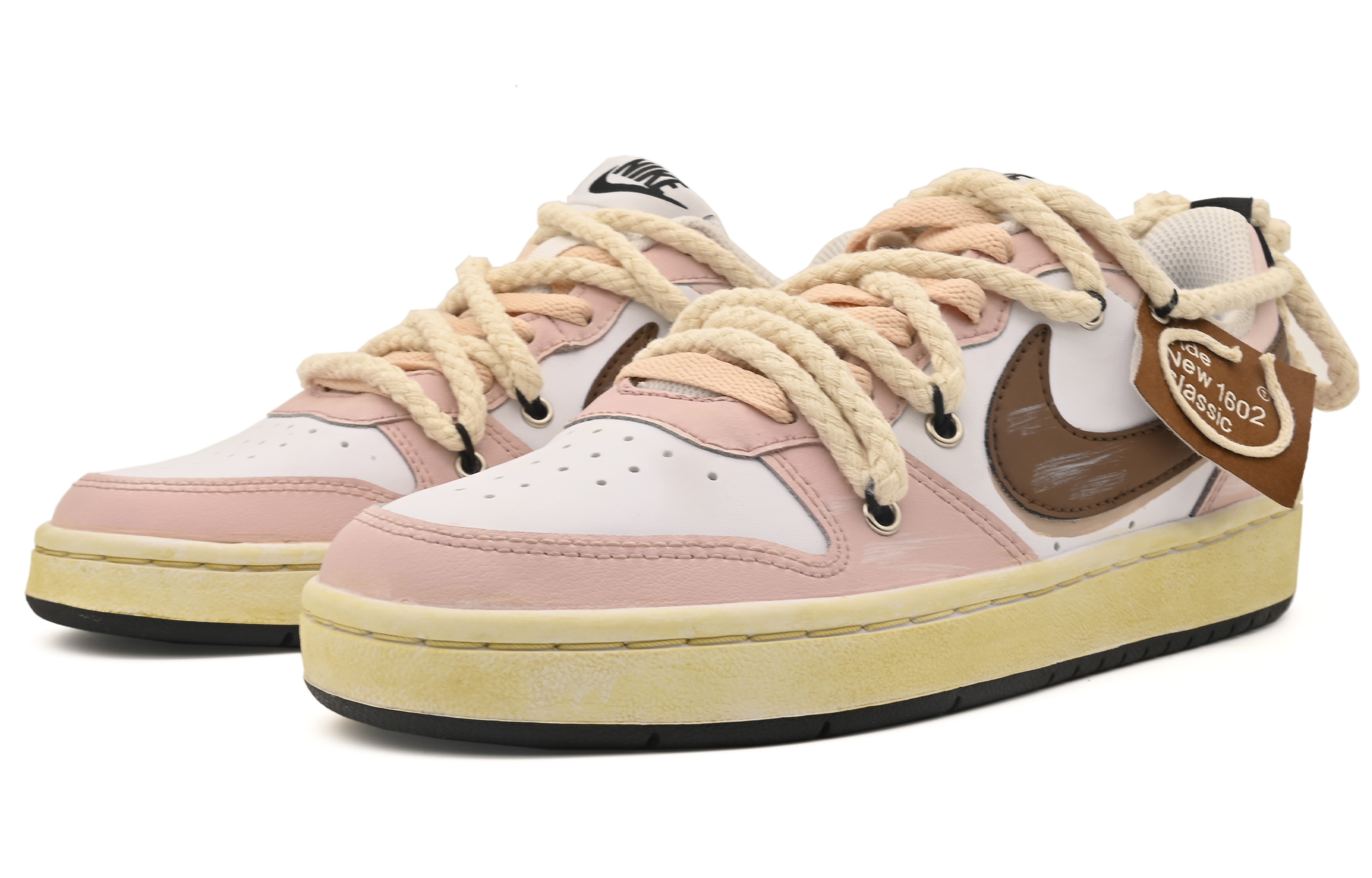 Lookbook [定制鞋] 耐克Court Borough Low 2 粉巧克力配色 BQ5448-104(Team77-粉色甜心)