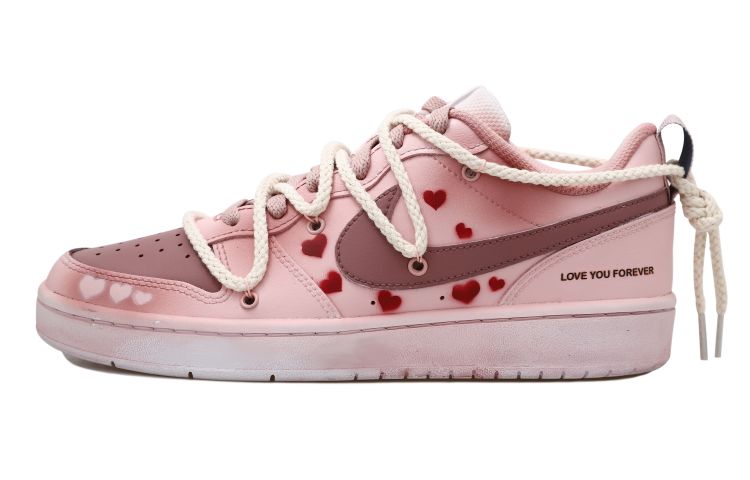 [Custom Shoes] Nike Court Borough Low 2 'Pink Distressed Hearts'