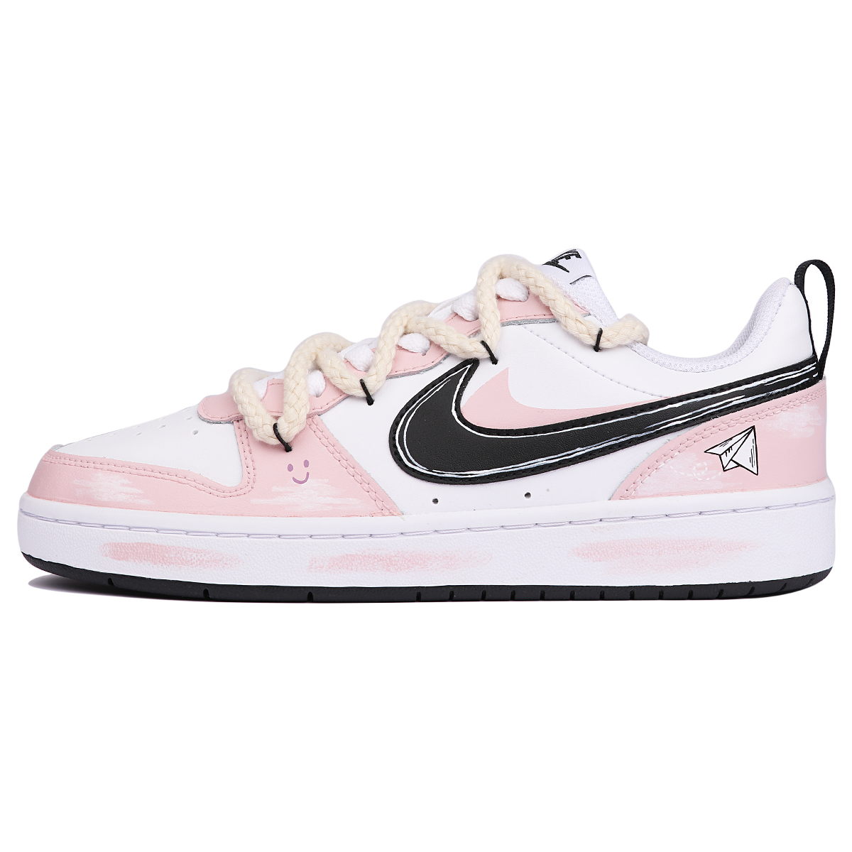 Buy 【訂製球鞋】Nike Court Borough Low 2 低筒 粉色晴空 紙飛機 信件 GS 粉白
