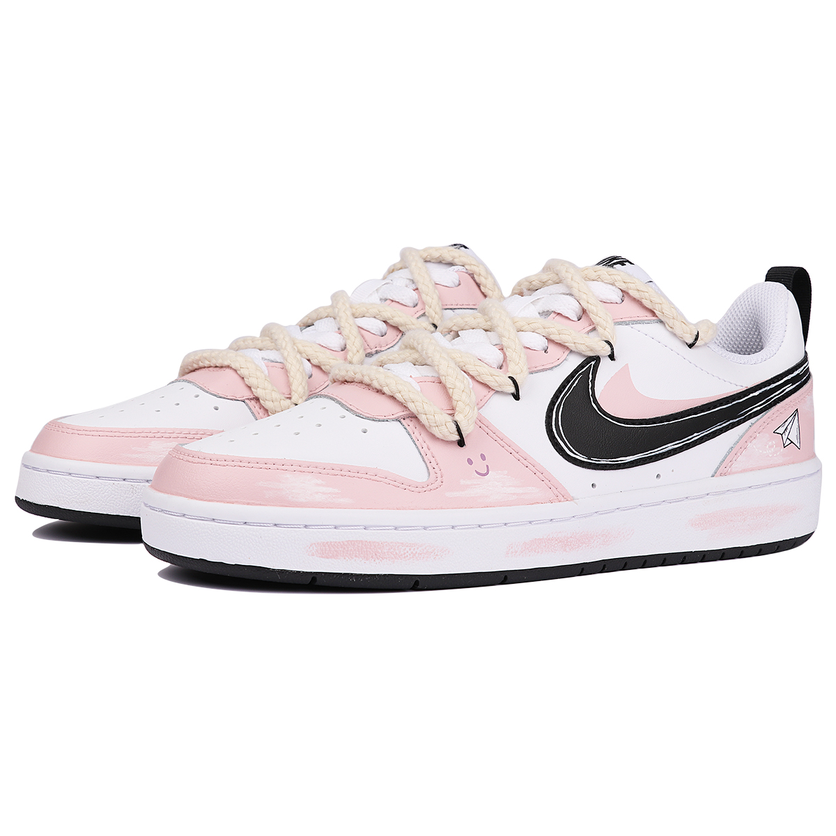 Lookbook 【訂製球鞋】Nike Court Borough Low 2 低筒 粉色晴空 紙飛機 信件 GS 粉白