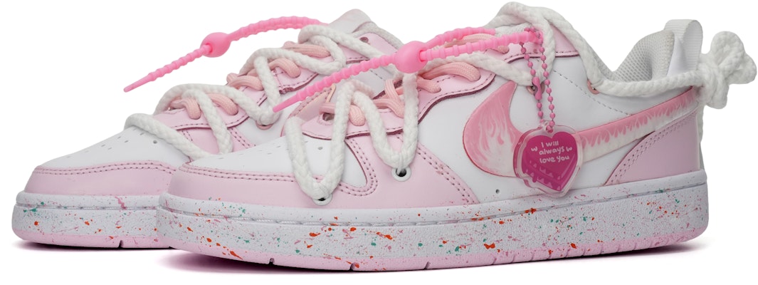 나이키 코트 보로우 로우 2 "핑크 스플래터 플레임" (커스텀) DQ0492-100(Team35-一见倾心) Lookbook 나이키 코트 보로우 로우 2 "핑크 스플래터 플레임" (커스텀) DQ0492-100(Team35-一见倾心)