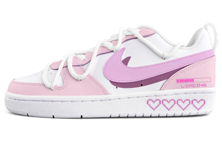Order 定制鞋款 Nike Court Borough Low 2 '像素粉心双钩解构鞋带盒' BQ5448-100(Team13-像素粉)