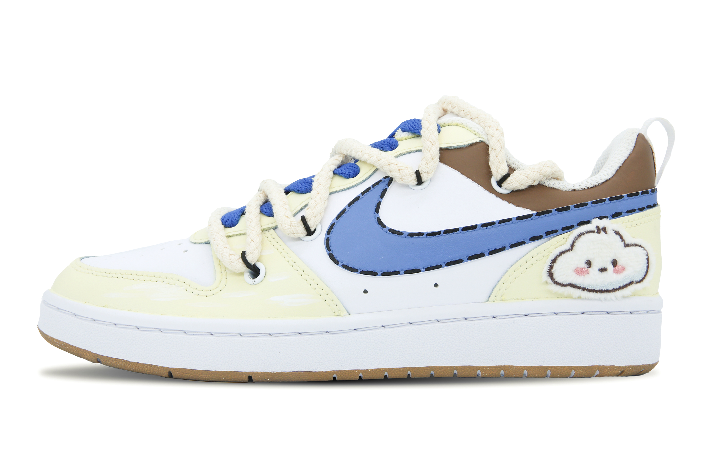 Buy [定制鞋] 耐克Court Borough Low 2 '顽皮云朵'篮球鞋 BQ5448-100(Team7-童趣云朵女款)