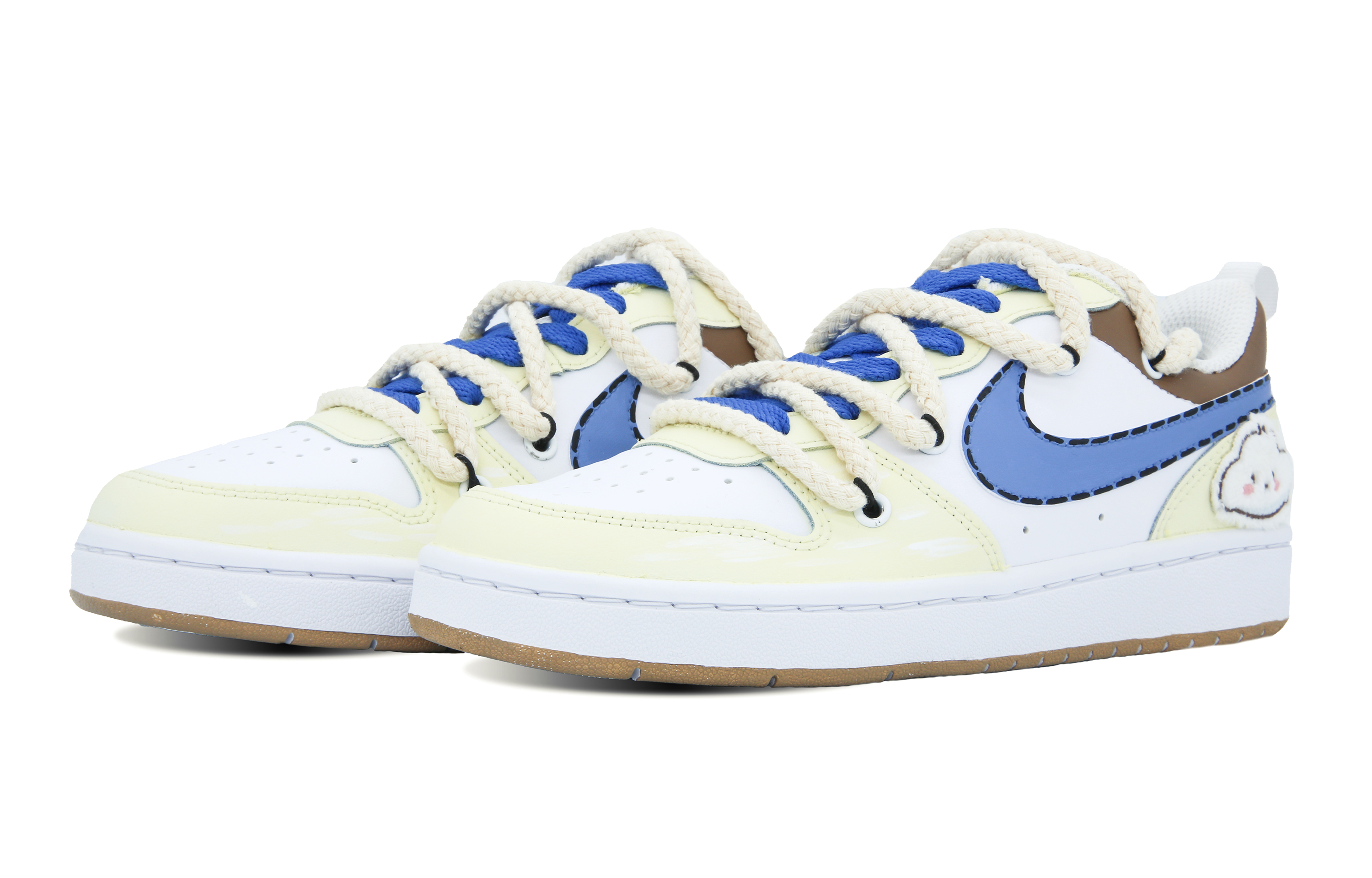 Lookbook [定制鞋] 耐克Court Borough Low 2 '顽皮云朵'篮球鞋 BQ5448-100(Team7-童趣云朵女款)