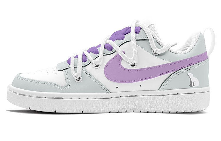 Buy [Sepatu Kustom] Nike Court Borough Low 2 'Beruang Kutub Ungu Abu-abu' BQ5448-100(TeamK-紫色北极熊)