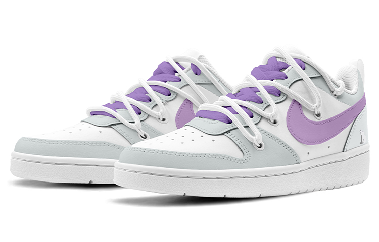 Lookbook [Sepatu Kustom] Nike Court Borough Low 2 'Beruang Kutub Ungu Abu-abu' BQ5448-100(TeamK-紫色北极熊)