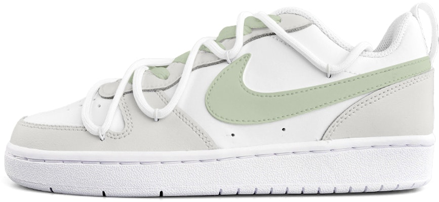 【客製化球鞋】Nike Court Borough Low 2 青提油柑 復古 手繪 解構鞋帶 低筒 板鞋 GS 白綠 Buy 【客製化球鞋】Nike Court Borough Low 2 青提油柑 復古 手繪 解構鞋帶 低筒 板鞋 GS 白綠